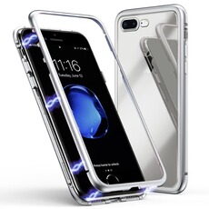 Coque et étui téléphone mobile Phonillico Coque pour Apple iPhone 8 - Coque Magnétique Argent Housse Etui 360 Intégral Full Protection Métal Film Vitre Ecran Ultra Résistant®