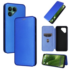 Etui pour Fairphone 6 Case de flip de motif en fibre de carbone avec support de carte de fermeture compatible avec Fairphone 6-Bleu