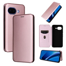 Etui pour Google Pixel 10A Case de flip de motif en fibre de carbone avec support de carte de fermeture compatible avec Google Pixel 10A-Rose