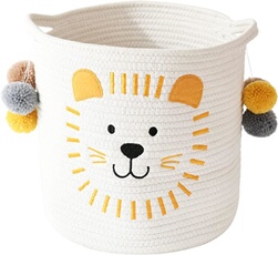 Panier de Rangement Coton 30,5 cm - Lion Brodé
