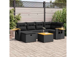 Salon de jardin resine tressee noir 7 pieces x 62 x 69 6 personnes