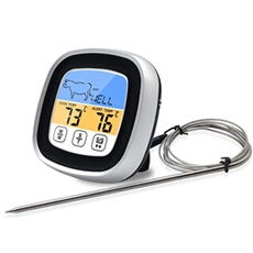 Thermometre à Viande Lecture Instantanée, avec Sonde Longue et Grand Ecran LCD Rétroéclairé pour Barbecue et Grill