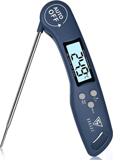 Thermometre Cuisine avec écran LCD pour Viande, BBQ, Steak, Huile, Lait, Vin bleu marin