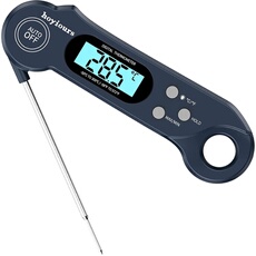 Thermomètre Cuisine Pliable avec Ecran LCD ,Lecture Rapide de 3 Sec pour BBQ Yaourt Chocolat bleu
