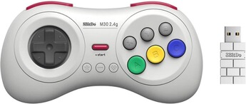 Console rétrogaming 8Bitdo Manette sans fils 8 boutons, couleur Blanche/White compatible sur Switch, Sega Genesis mini & Mega Drive mini