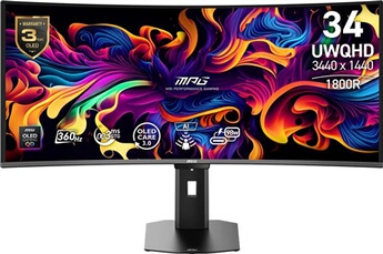 Monitor MSI MPG 341CQR QD OLED X36 34 UltraWide QHD 360Hz QD OLED Curvo 0 03ms - vue 5