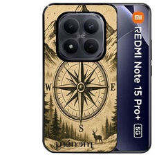 Coque noire pour Redmi note 15 PRO PLUS 5G avec motif voyage et boussole