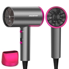 Sèche-cheveux Voyage Ionique 2200W-2 Vitesses & Températures, Air Froid Instantané, Léger et Compact avec Embout Concentrateur, Gris