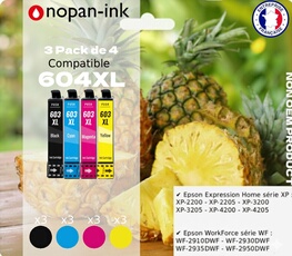 Pack de 12 Cartouches compatible pour Epson 604XL Noir & Couleurs