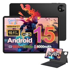 Tablette tactile Vanwin Tablette Tactile 10,1 Pouces - Android 15 - Unisoc T310 Octa Core - 12Go LPDDR4 - 256Go ROM - Noir - Étui