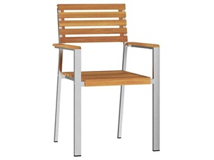 Lot de 4 chaise en acacia empilable non pliable exterieur marron