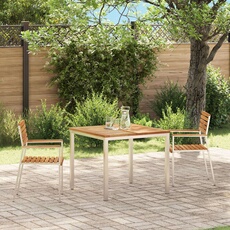 Lot de 2 chaise en teck empilable non pliable exterieur marron