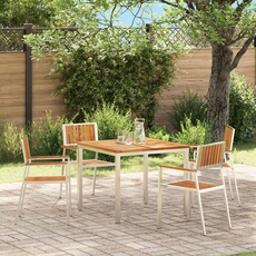 Lot de 4 chaise exterieur empilable non pliable en teck gris