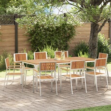 Lot de 8 chaise exterieur empilable non pliable H. 87 cm en bois massif gris