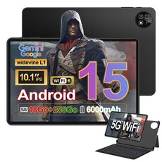 Tablette tactile Vanwin Tablette Tactile 10,1" - Android 15 - Unisoc T310 Octa Core - 12Go RAM - 256Go ROM - Batterie 6000mAh - Noir