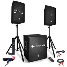Pack sono 2200W - Reconditionné / occasion - Enceintes 12" + Caisson 15" + Pieds + Micro UHF - USB/BT + câbles