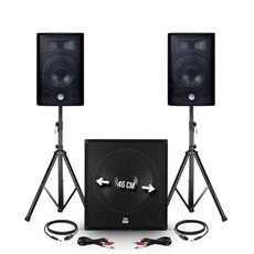 Pack sono - - Reconditionné / occasion - 2400W USB/SD/BT - 2 Enceintes 12" + Caisson 18" + Pieds