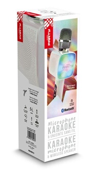 Microphone Party et enceinte sans fil Bluetooth Blanc