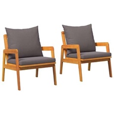 Lot de 2 chaise H. 71.5 cm non pliable en bois massif exterieur gris