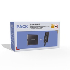 Pack Disque SSD Externe Samsung T7 4 To + Support magnétique