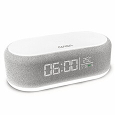 Radio Reveil NASA SPC400 Enceinte Bluetooth Haut-Parleur 5W x2 Charge Sans Fil 15W - Gris