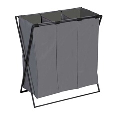 - Panier à linge XL avec 3 compartiments - Gris