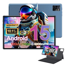 Tablette tactile GENERIQUE Tablette Android 15, MICREAR,12 Go RAM + 256 Go ROM(1To Extensible) Tablette 10,1 Pouces, Octa-Core, WiFi6, blue + Clavier