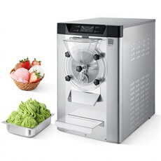 VEVOR Gewerbliche Eismaschine Eiscrememaschine 2000 W 12–20 L/h, Tischgerät für Gelato mit 6 L Edelstahlbehälter (304) & Selbstreinigendes LED-Bedienfeld für Snackbars Restaurants Silber