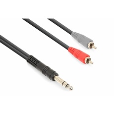 Câble Audio Cordon Jack 6,35 Stéréo/2x RCA Mâle - 1,5m