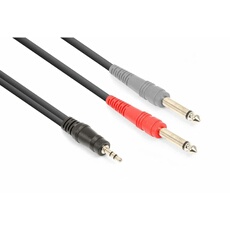 Câble Audio Cordon Jack 3,5 Stéréo/2x Jack 6,35 Mono - 1,5m