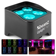 BeamZ BBP90 Projecteur d'Ambiance sur Batterie - Noir, 4 x 4 Watts RGB-UV, Autonomie 20H, Câble DMX Inclus