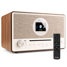 Lucca Radio DAB+ internet Wi-Fi 60W - Bois, écran LCD 2.8", radio Bluetooth 5.0, CD, deux haut-parleurs