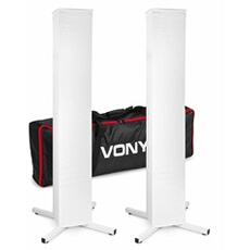DJP170 Pack de 2 Totems DJ avec Base Pliable pour Jeux de Lumière Maximum 30 kg - Lycra Noir et Blanc Inclus