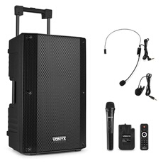 VSA500-BP Sono portable 800 Watts - Batterie intégrée, haut-parleur 12, micro-casque inclus, Bluetooth, MP3