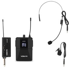 WM55B Ensemble Microphone Sans Fil UHF avec Emetteur BodyPack - Micro Cravate, Micro Casque