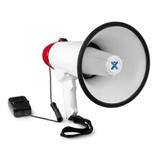 MEG045 Mégaphone 45W, Idéal pour Manifestations et Matchs Sportifs - Jusqu'à 1 km, Micro Main Détachable