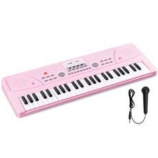Max KD49P - Clavier Electronique 49 Touches pour Enfant avec Batterie & Micro - Rose