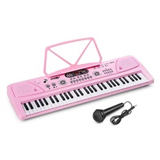 MAX KD61 - Clavier Electronique Rose 61 Touches Portable avec Batterie Rechargeable | 200 Sons, 200 Rythmes & Haut-Parleurs Intégrés