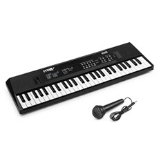 MAX KD54 - Clavier Electronique Noir 54 Touches - Enfants & Débutants, Batterie Intégrée | Micro et Support de Partition Inclus