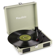 Audizio RP111W Platine Vinyle Valise avec Haut-Parleurs Intégrés - Bois Vert