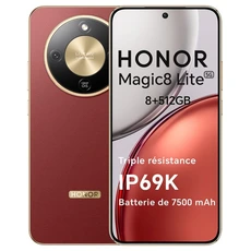 Smartphone Honor Smartphone Magic8 lite 5G 8/512Go Rouge 6.79" AMOLED 7500mAh 66W Version Européenne
