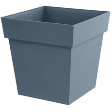 Pot de fleurs Carré - - Toscane - 32 cm - 22 L - Intérieur / Extérieur - 32 x 32 x H.32 cm - Bleu Jean