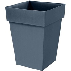 Pot de fleur mi-haut Carré - - Toscane - 40 cm - 51 L - 39 x 39 x H. 53 cm - Bleu Jean