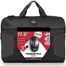 - Premium Pack - sacoche pour ordinateur portable - 17.3" - avec souris optique sans fil 1 000 dpi USB-C et USB-A