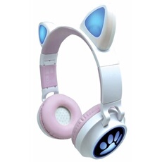 Casque audio sans fil pour enfant Bluetooth avec oreilles de chat Rose et Blanc
