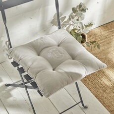 Assise matelassée - - CHARME - Chambray x Petite Broderie Berenice - 40 x 40 cm