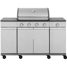 COOKING BOX Barbecue a gaz BRISBANE - Cuisine inox - 142x57x112 cm - Surface de cuisson : 70x42 cm - Gris