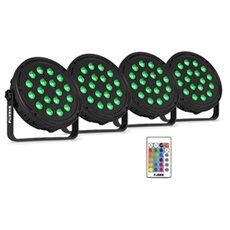 Fuzzix Comet M16 - Set de 4 PAR LED RGB avec Télécommande - 18 LEDs