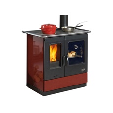 Cuisinière à bois 6.5kw rouge 241100carmin