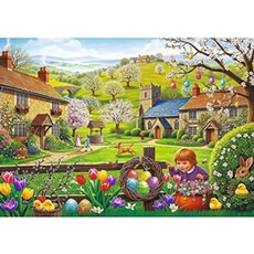 Puzzle 1000 pièces : Chasse aux oufs de Pâques